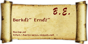 Berkó Ernő névjegykártya